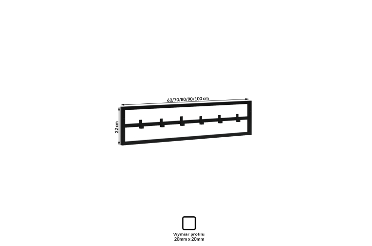 Minimalistyczny wieszak ścienny Sten 80cm