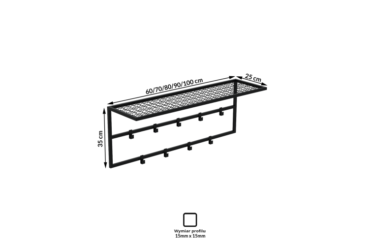 Loftowy wieszak Nils z półką na czapki 60 cm