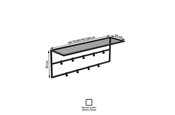 Loftowy wieszak Nils z półką na czapki 80 cm