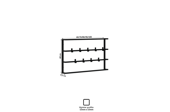 Stalowy wieszak ścienny Bui 70cm