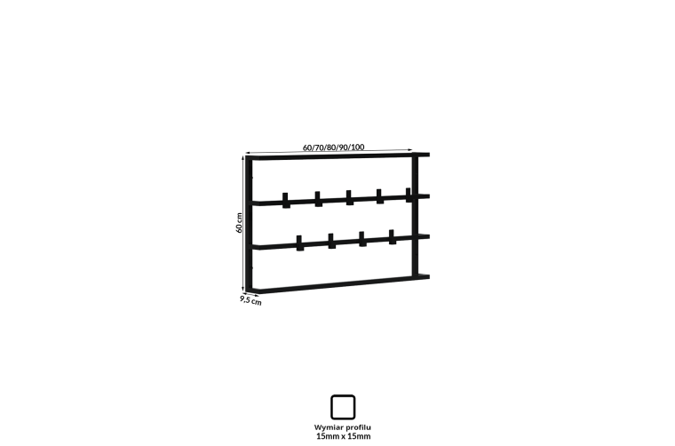 Stalowy wieszak ścienny Bui 100cm