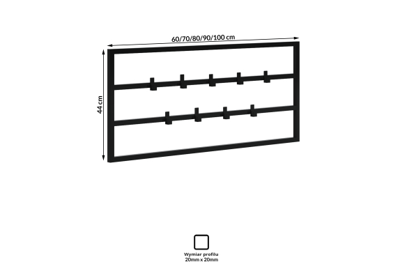 Industrialny wieszak na ścianę Hakki 70cm