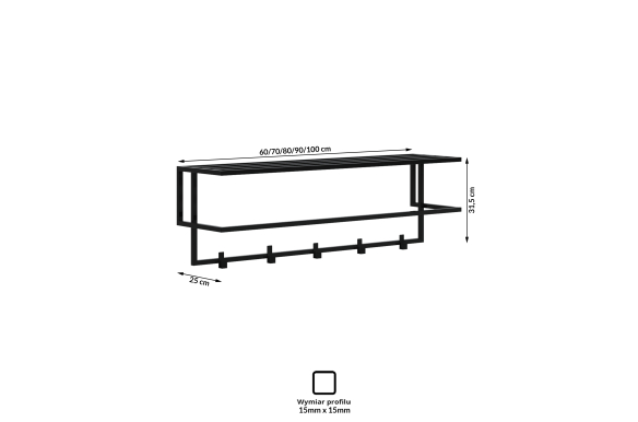 Wieszak ścienny Gorm z półką 90 cm
