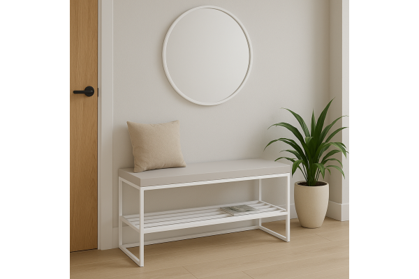 Dębowa ławka Geri z półkami na buty