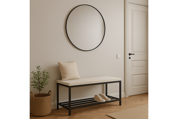 Ławka Elsa 70x30x41, dąb bielony, stelaż czarny mat, wysyłka 24h