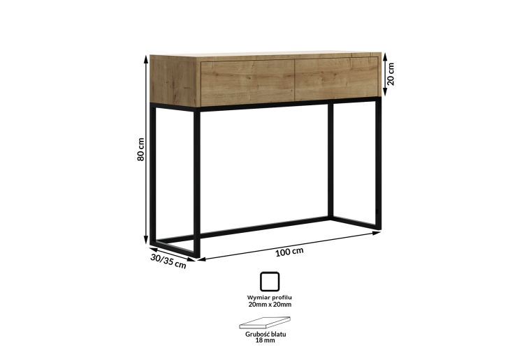 Konsola Mara 110x30x80h, DĄB LAKIEROWANY...