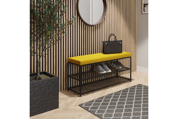 Ławka Asa 70x35x46hcm- siedzisko welwet 07 (musztardowy), stelaż czarny mat, wysyłka 24h