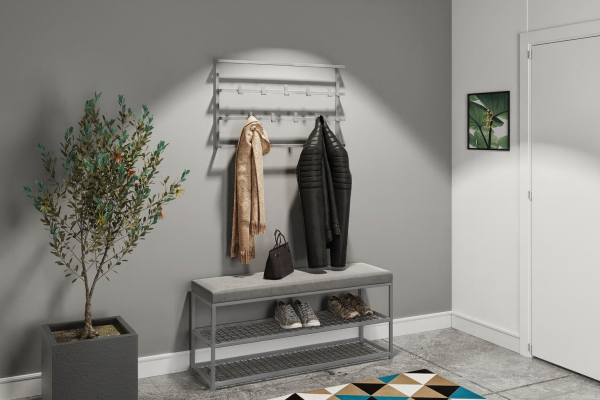 Ławka Asa 70x30x46cm- siedzisko welwet 14 (popiel), stelaż szary mat, wysyłka 24h