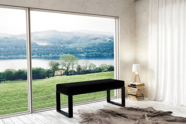 Ławka Dalton 80x40x41cm - siedzisko czarne, stelaż czarny mat, wysyłka 24h