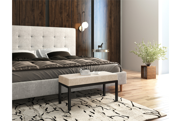 Ławka Kalista 80x35x41cm- siedzisko welwet 03 ( beż), stelaż czarny mat, wysyłka 24h