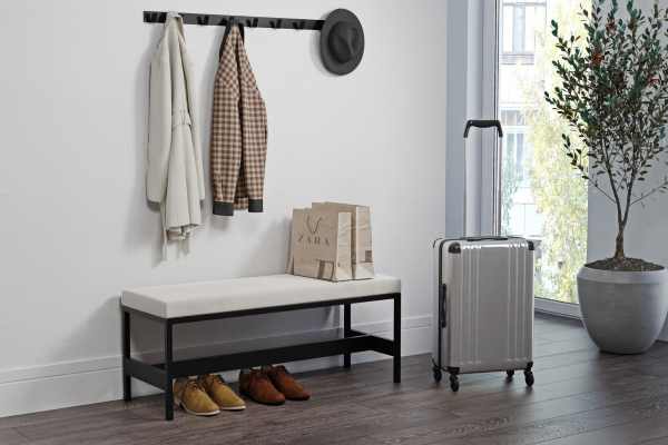 Ławka tapicerowana Siri 70x30x41cm- siedzisko welwet 02 (złamana biel), stelaż czarny mat, wysyłka 24h