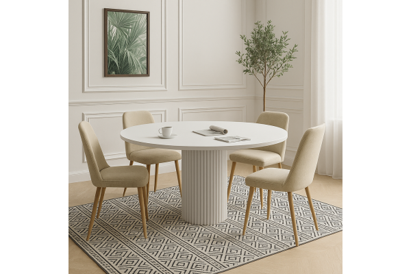 Stół  okrągły z ryflowaną podstawą- Izu