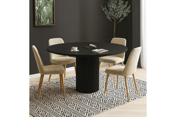 Stół  okrągły z ryflowaną podstawą- Izu