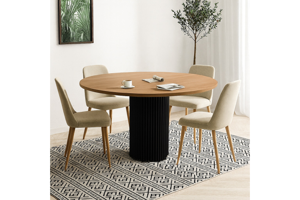 Stół  okrągły z ryflowaną podstawą- Izu