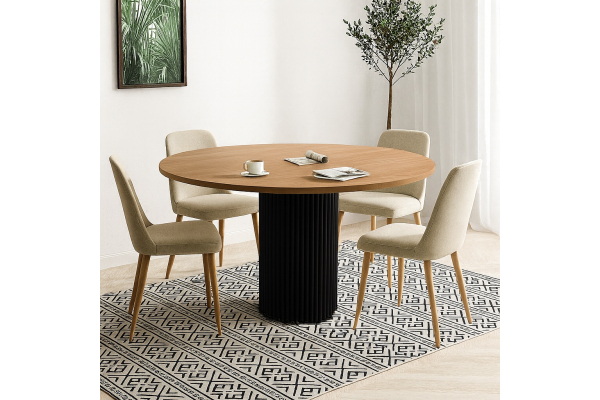 Stół  okrągły z ryflowaną podstawą- Izu