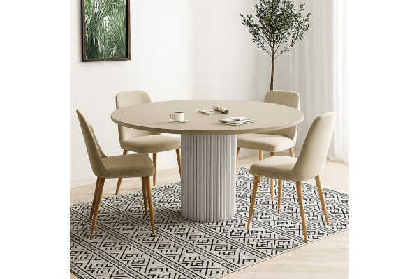 Stół  okrągły z ryflowaną podstawą- Izu