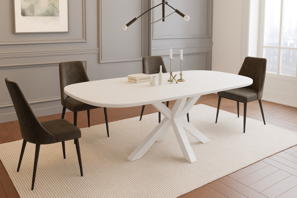 Stół z zaokrąglonym blatem do jadalni  Hako