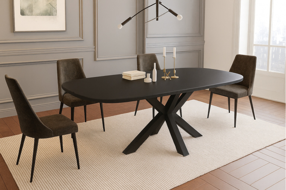 Stół z zaokrąglonym blatem do jadalni  Hako