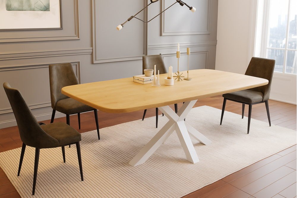 Stół z zaokrąglonym blatem do jadalni  Hako