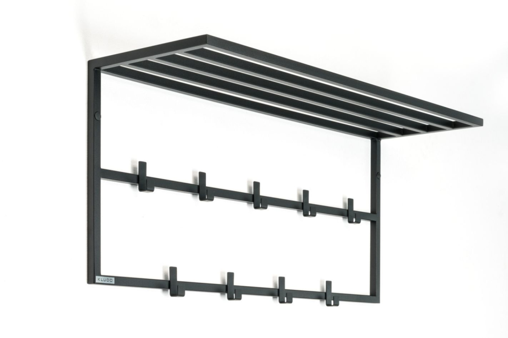 Industrialny wieszak ścienny Haral- z półką na czapki 70cm
