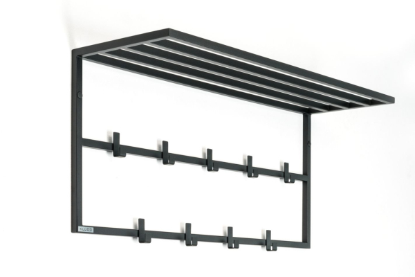 Industrialny wieszak ścienny Haral- z półką na czapki 80cm