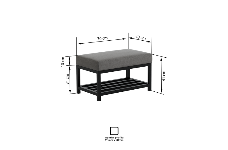 Ławka Isa 70x30x41 - PIANO 13(srebrny), stelaż...