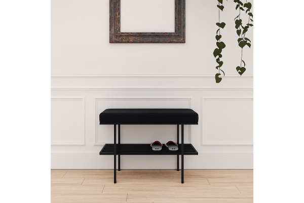Ławka Sofia z półką na buty 80x30x45cm- siedzisko czarne,...