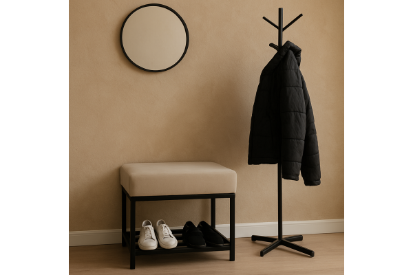 Ławka Isa 40x30x41 - PIANO 04(ciemny beż), stelaż czarny mat, wysyłka 24h