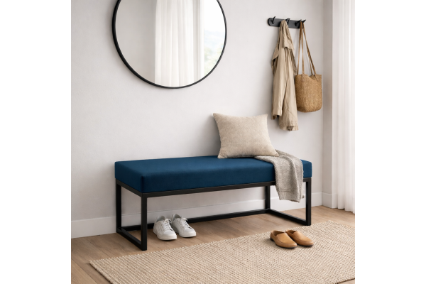 Ławka Caren 90x40x46h- welwet lux 28 (granatowy), stelaż...