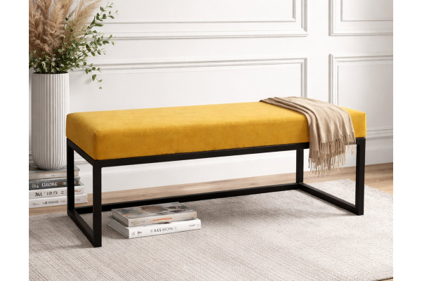 Ławka Caren 90x30x41- welwet 07(musztardowy), stelaż:...