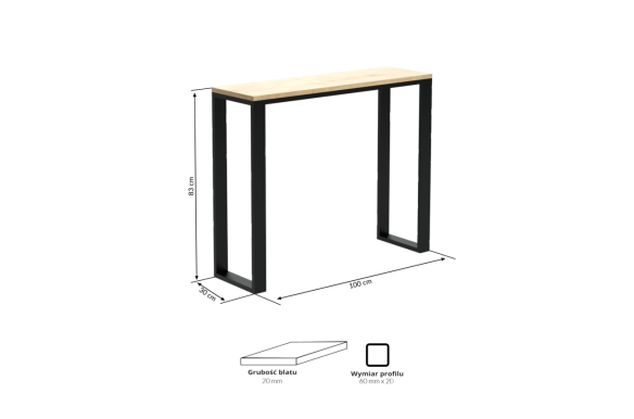 Konsola Tuva z marmurem Bianco Carrara 100x30x80, stelaż czarny mat, wysyłka 24h