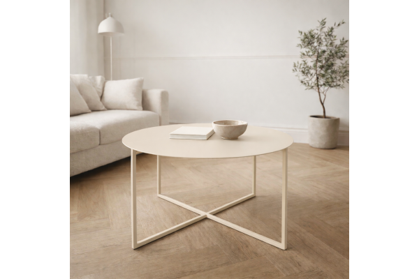 Stolik kawowy metalowy ZEN – okrągły stolik do salonu, stalowy stolik loftowy ręcznie wykonany