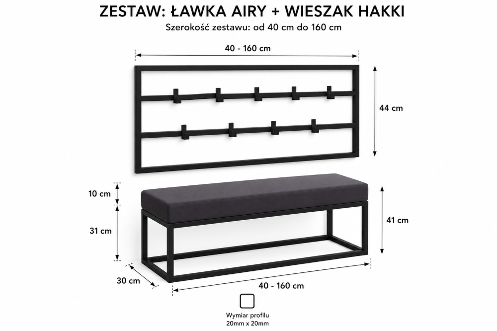 Zestaw do przedpokoju AIRY HAKKI – ławka...