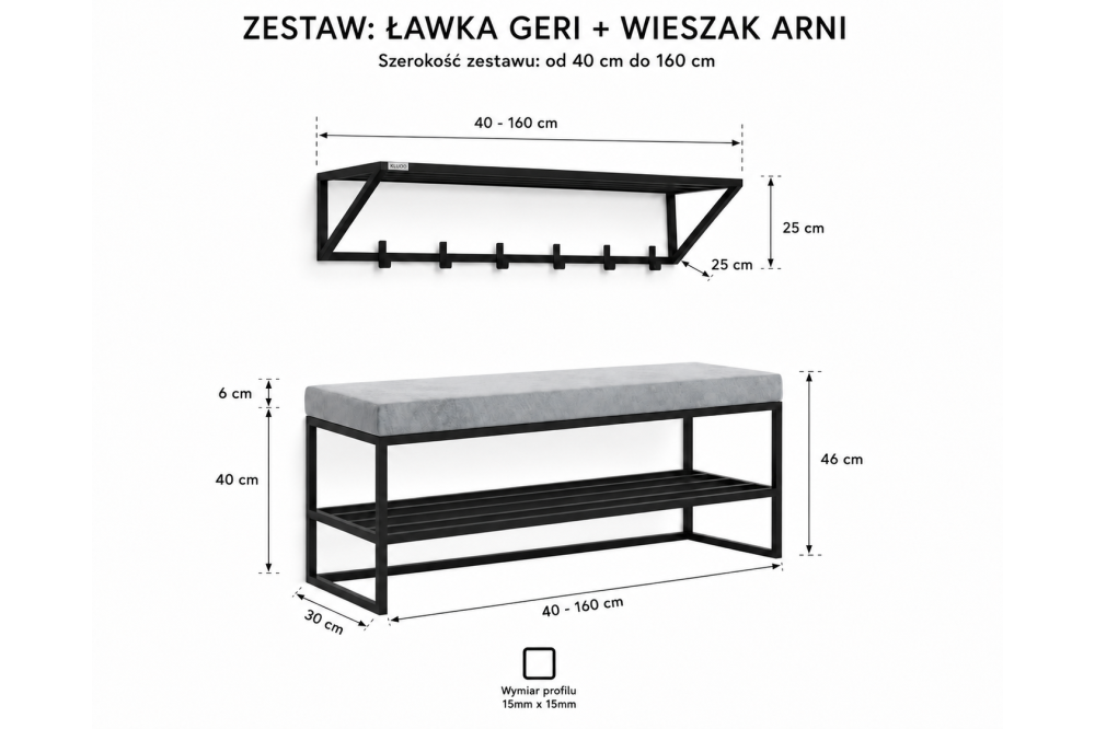 Zestaw do przedpokoju GERI ARNI– ławka...