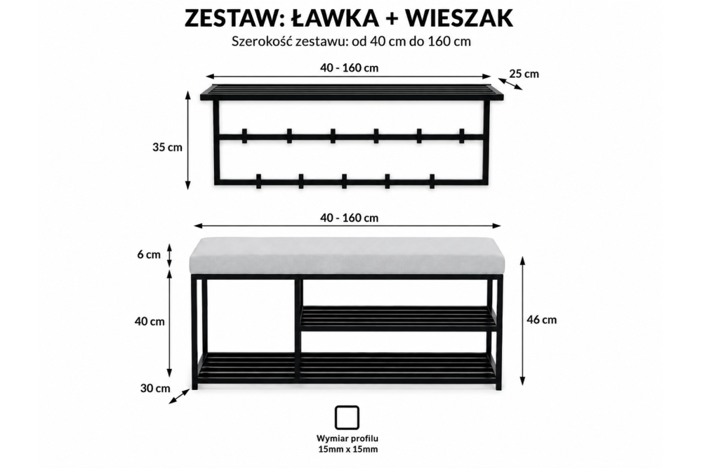Zestaw przedpokojowy LIVI HARAL – ławka...