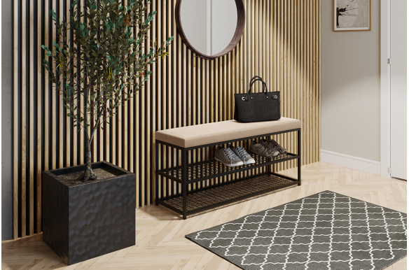 Ławka Asa z półkami na buty 90x30x46h welwet lux 03(beż),...