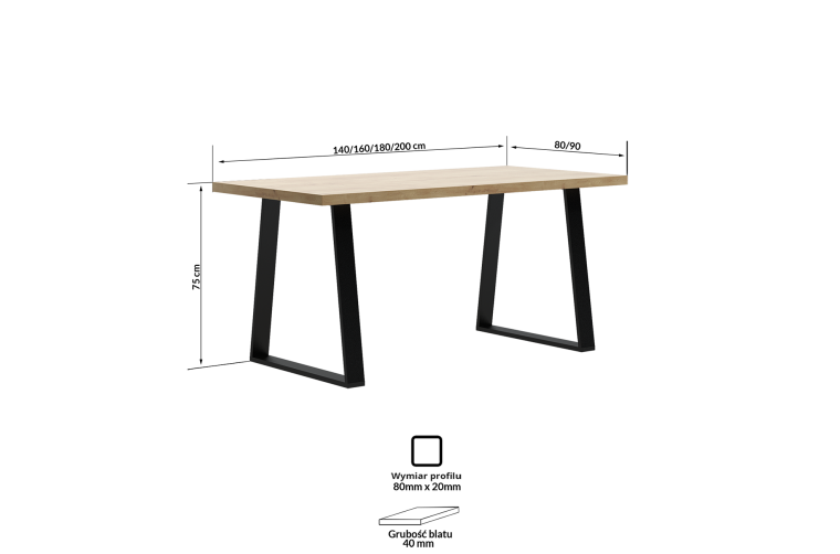 Nowoczesny stół Grim na stalowych nogach