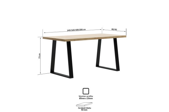 Nowoczesny stół Grim na stalowych nogach