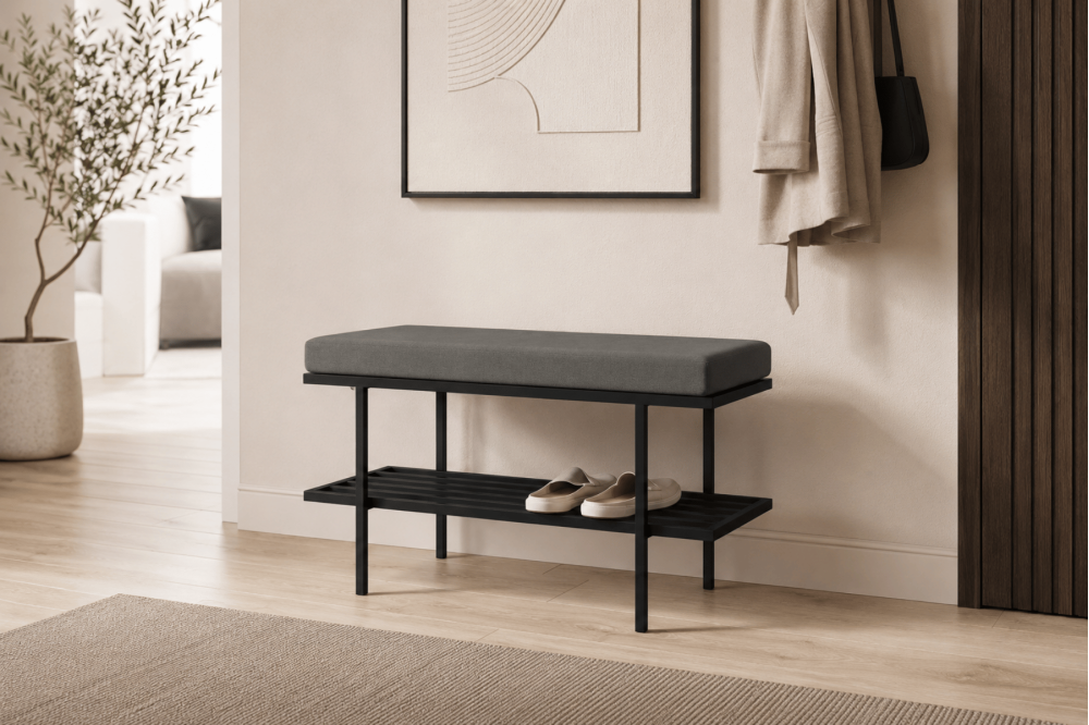 Ławka Sofia z półką na buty 90x35x45cm- welwet...