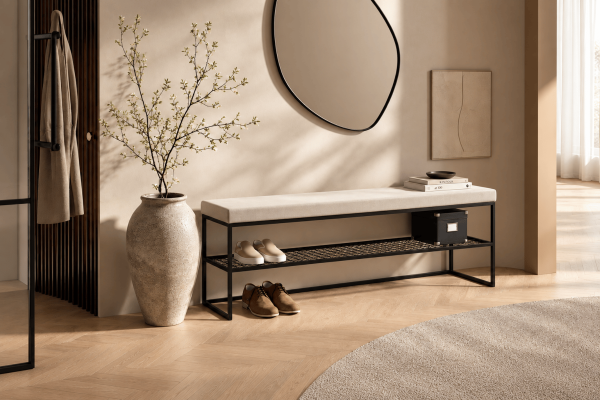 Ławka Geri z półką z siatki 100x35x46cm - siedzisko...