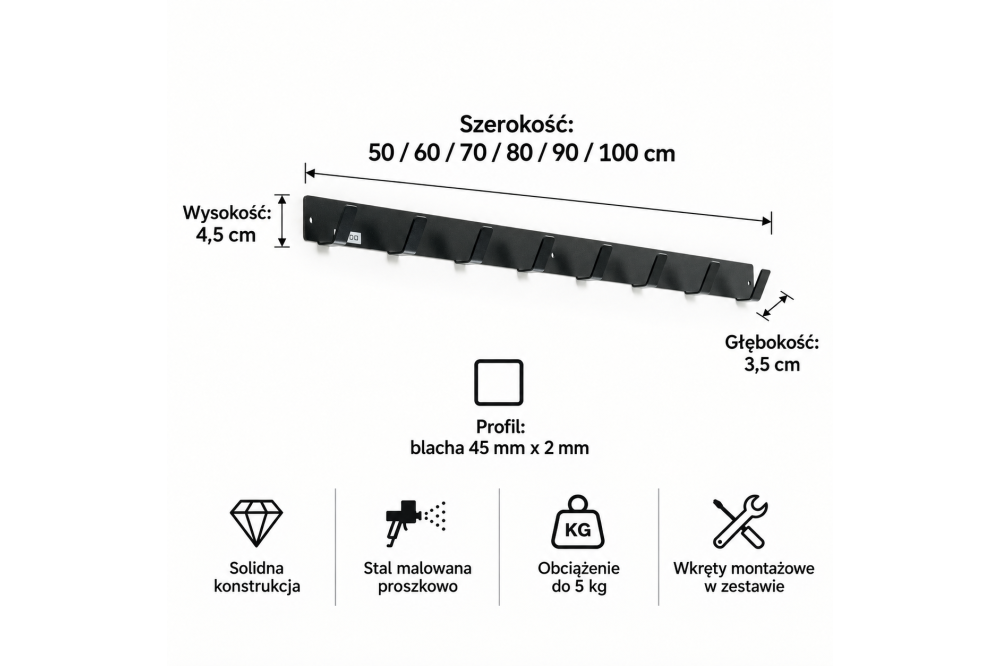 Prosty metalowy wieszak na ubrania Olaf