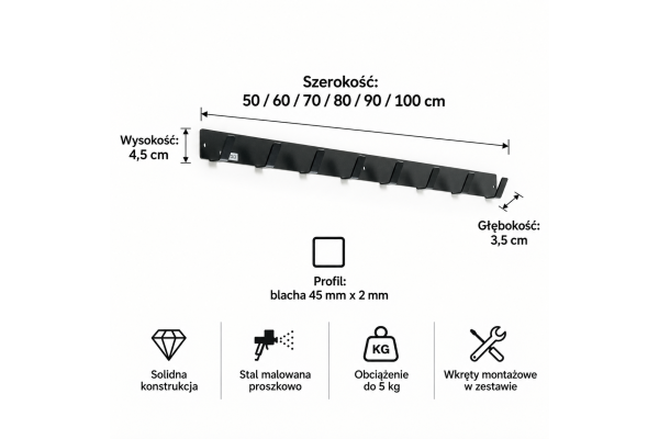 Prosty metalowy wieszak na ubrania Olaf