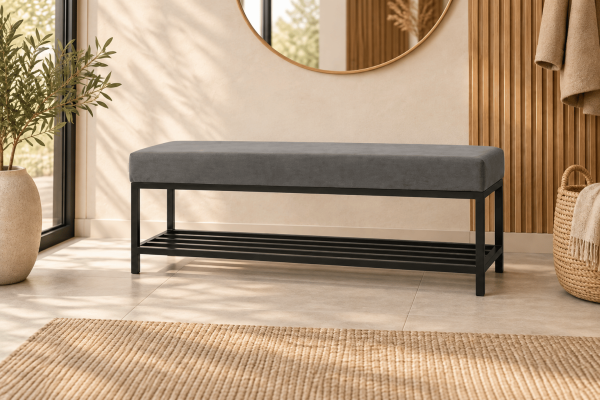 Ławka Isa 85x35x41 - welwet lux 15(grafit), stelaż czarny...