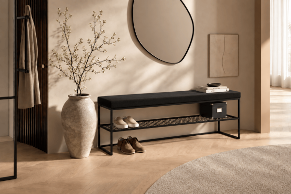 Ławka Geri z półką z siatki 100x35x46cm - siedzisko...