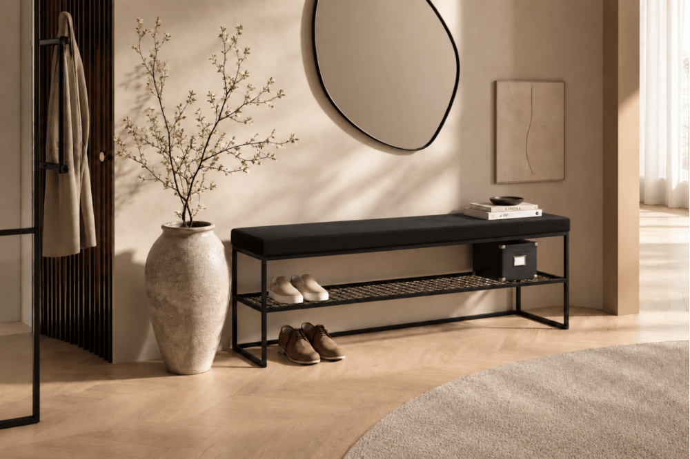 Ławka Geri z półką z siatki 100x35x46cm -...