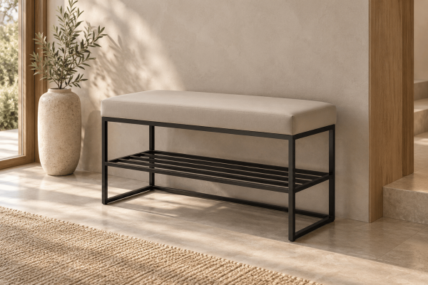 Ławka Geri z półką na buty 70x35x46cm - siedzisko welwet...