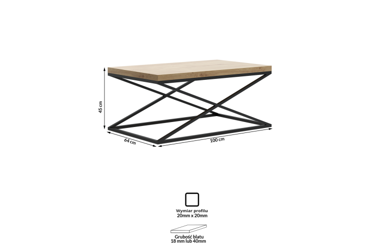 Industrialny stolik kawowy Egil