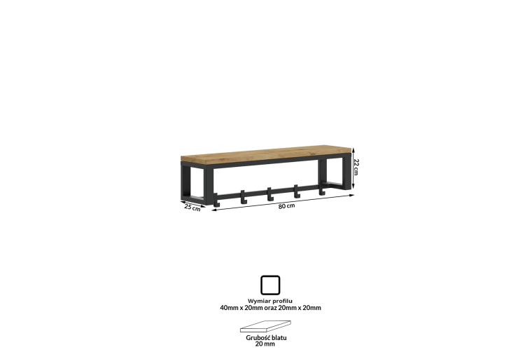 Stalowy wieszak ścienny Uno