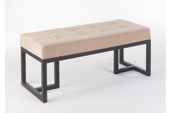Ławka Ellyn 100x40x41cm- siedzisko welwet03 (beż), stelaż czarny mat, wysyłka 24h