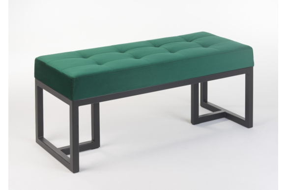 Ławka Ellyn 100x40x41cm- siedzisko welwet 08 (butelkowa zieleń), stelaż czarny mat, wysyłka 24h